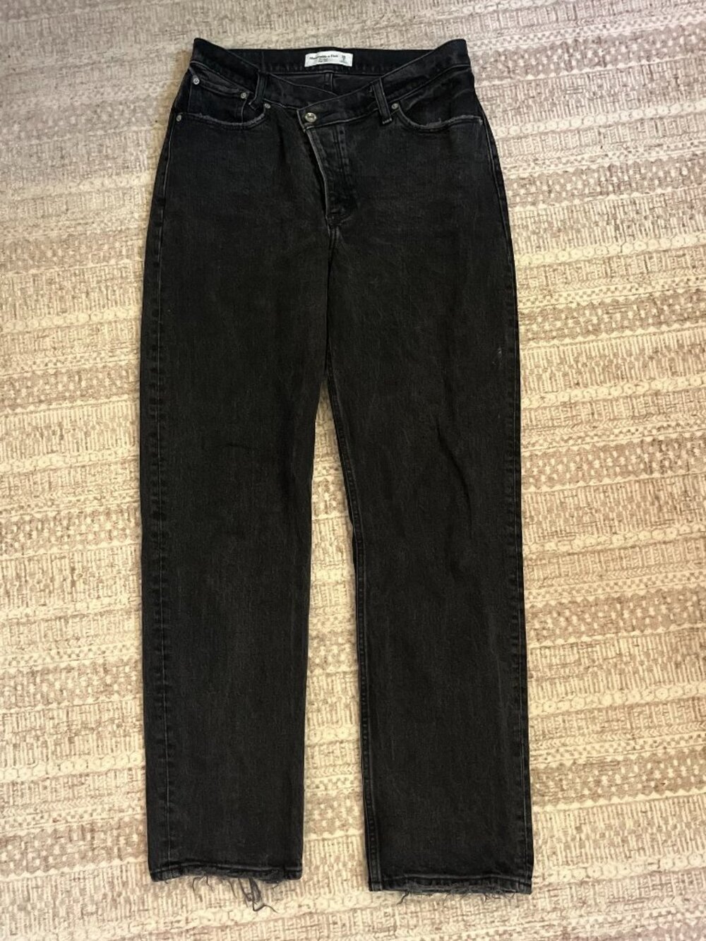 Abercrombie & Fitch Jeans Womens 28 The Dad High Rise Button Fly Black Denim